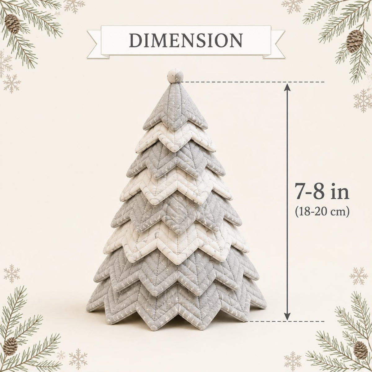 Hand-Stitched Fabric Christmas Tree Kit, Quilted Poinsettia Topper, DIY Patchwork Xmas Decor (7-8 Inch) – view 4