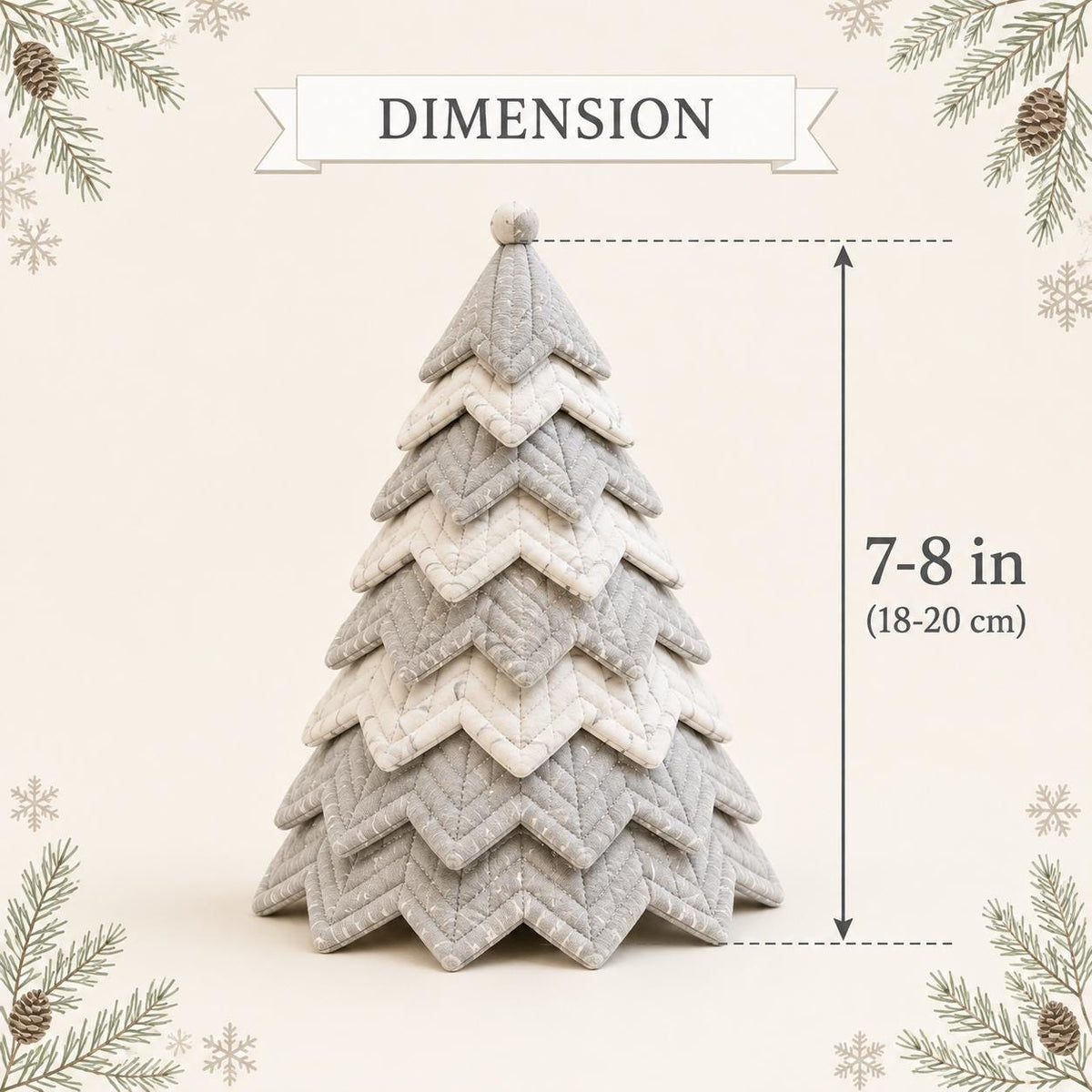 Hand-Stitched Fabric Angel Christmas Tree, Quilted Patchwork Craft Kit (Ivory Gold) – view 5