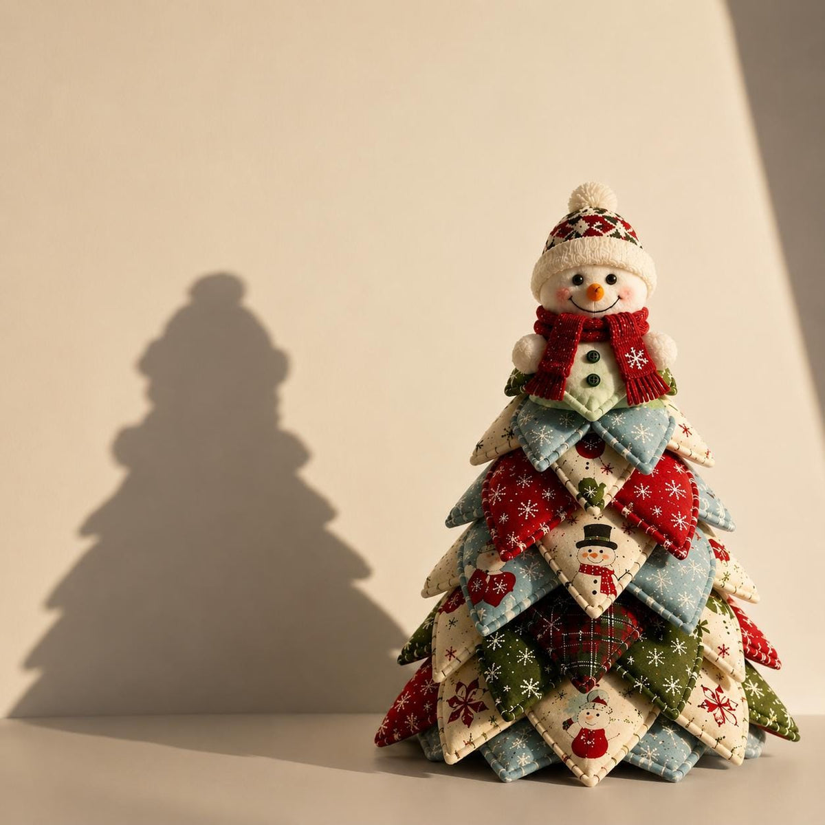 Hand-Stitched Fabric Snowman Tree Kit, Quilted Patchwork Craft, Nordic Winter Decor (Beginner DIY) – view 4