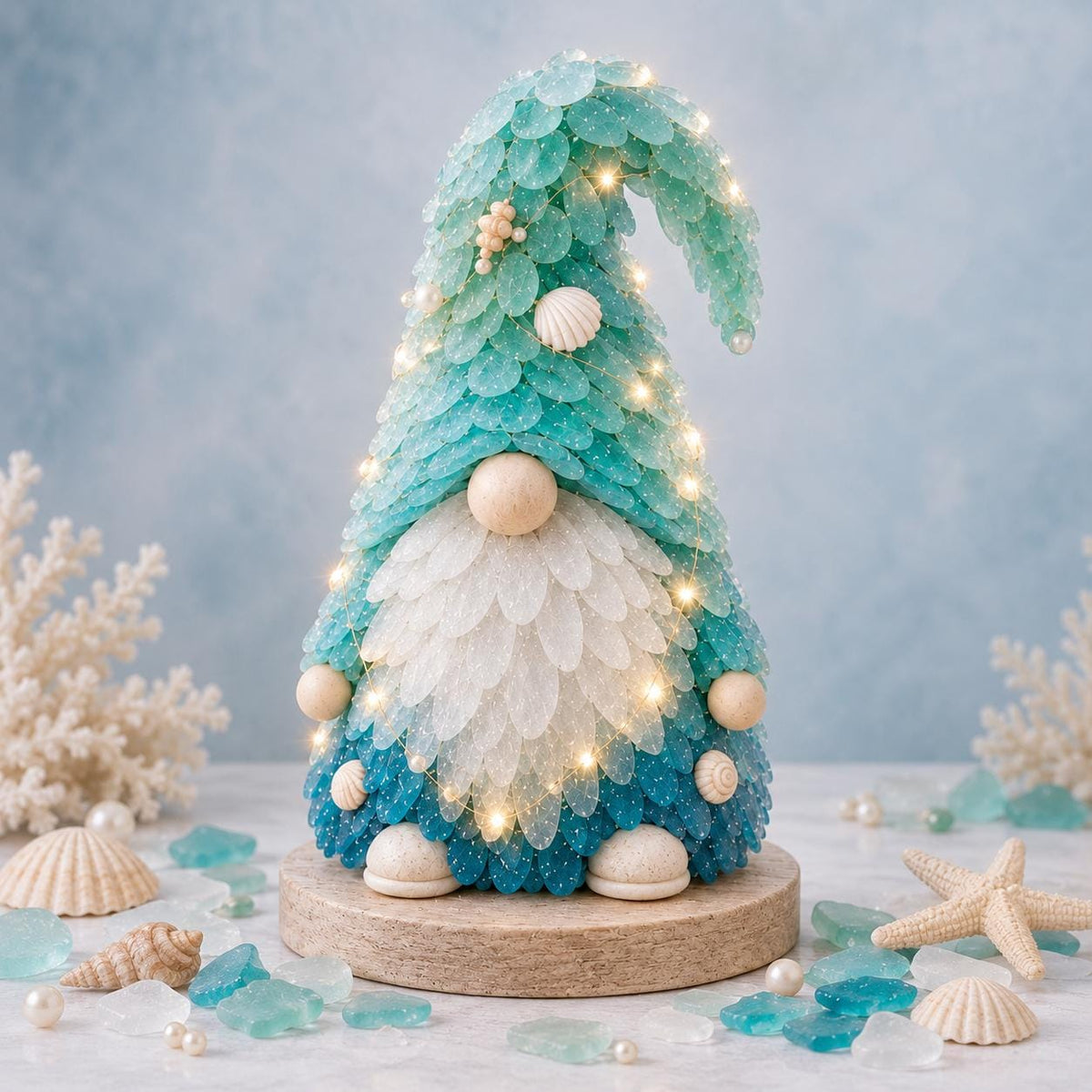 3D Sea Glass Gnome DIY Kit, LED Light Up Coastal Holiday Decor (Craft) – view 2