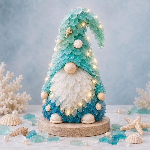 3D Sea Glass Gnome DIY Kit, LED Light Up Coastal Holiday Decor (Craft) – view 2