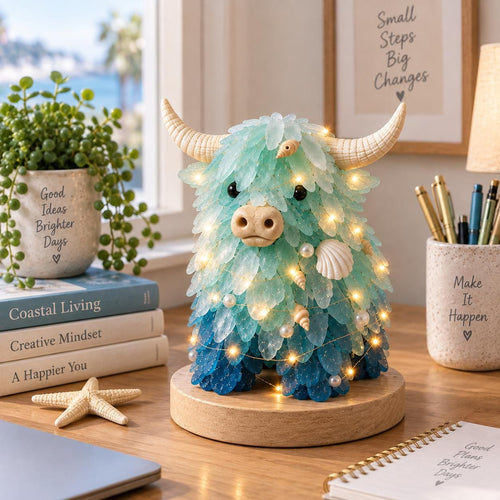 3D Sea Glass Highland Cow DIY Light Up Coastal Craft (DIY Kit) – view 2