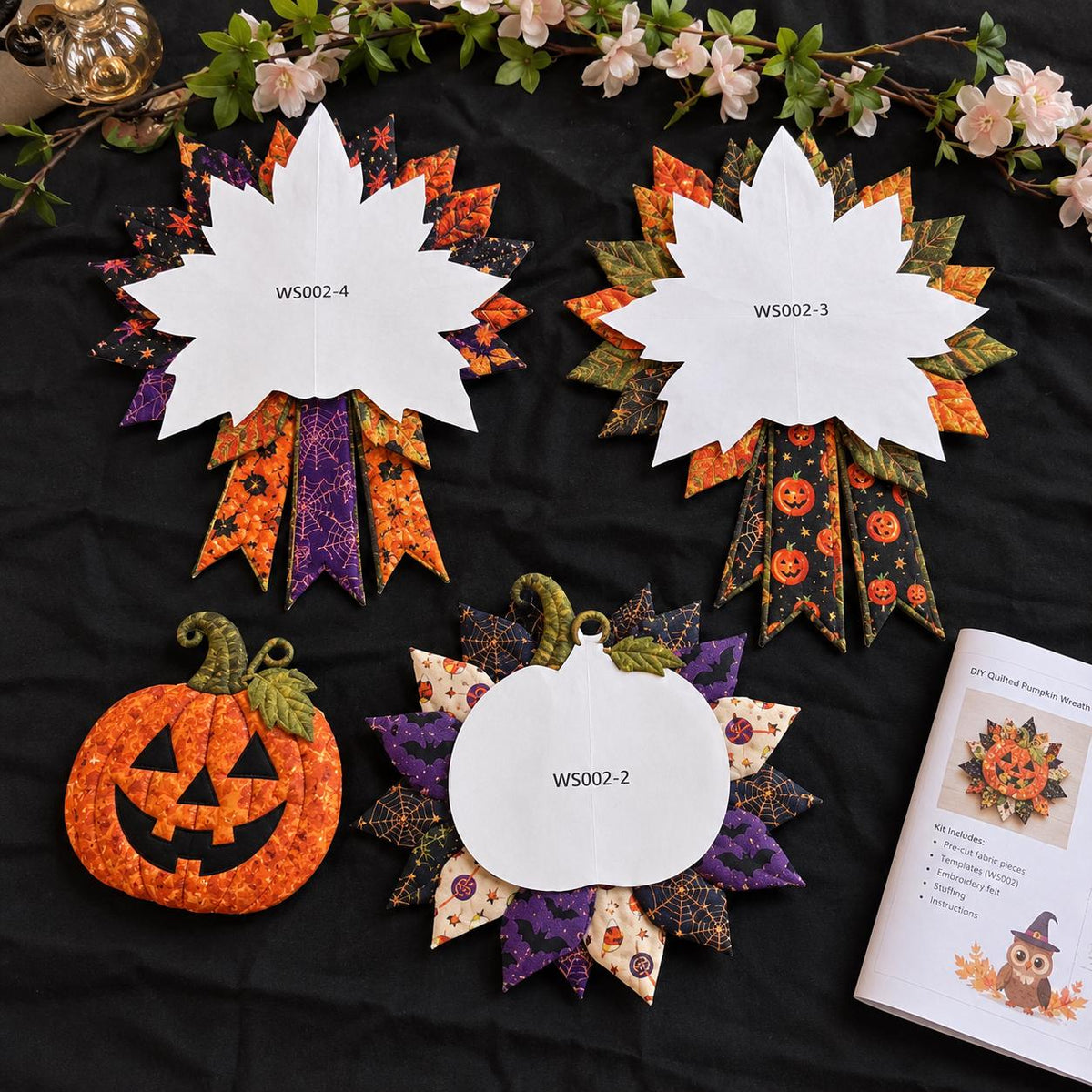 DIY Felt Pumpkin Wreath Craft Kit, Halloween Jack-o'-Lantern Door Decor, Beginner Sewing Craft Kit – view 4