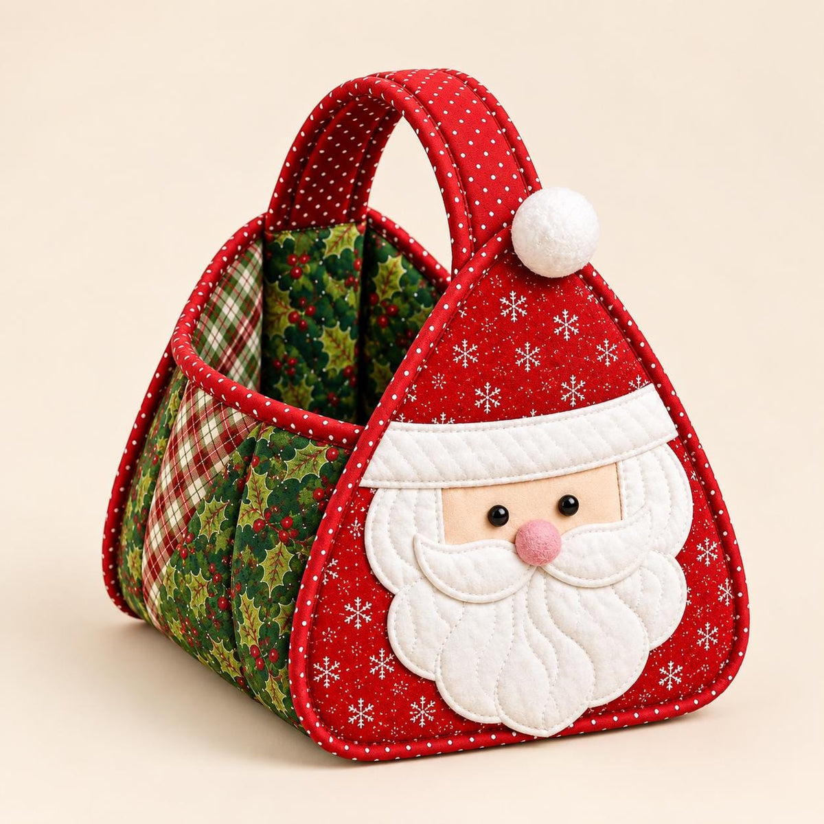 DIY Quilted Santa Basket Kit, Complete Sewing Craft Kit, Christmas Fabric Storage Basket, Beginner Sewing Proj – view 2