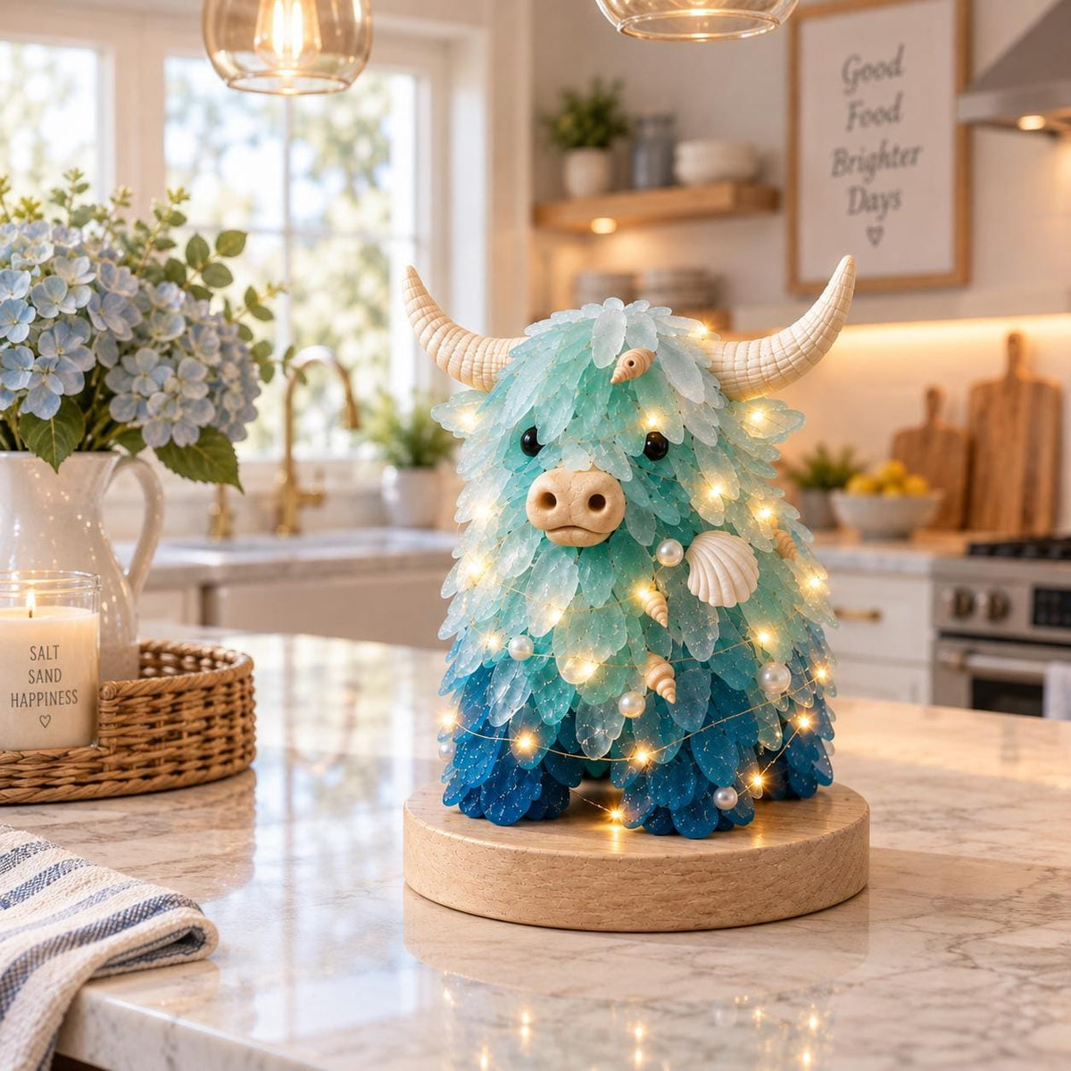 3D Sea Glass Highland Cow DIY Light Up Coastal Craft (DIY Kit) – view 3