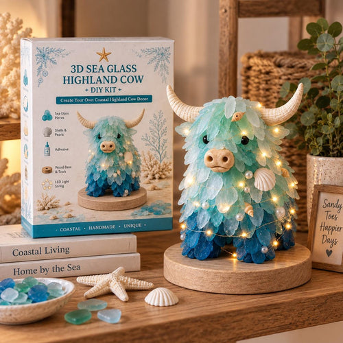 3D Sea Glass Highland Cow DIY Light Up Coastal Craft (DIY Kit)
