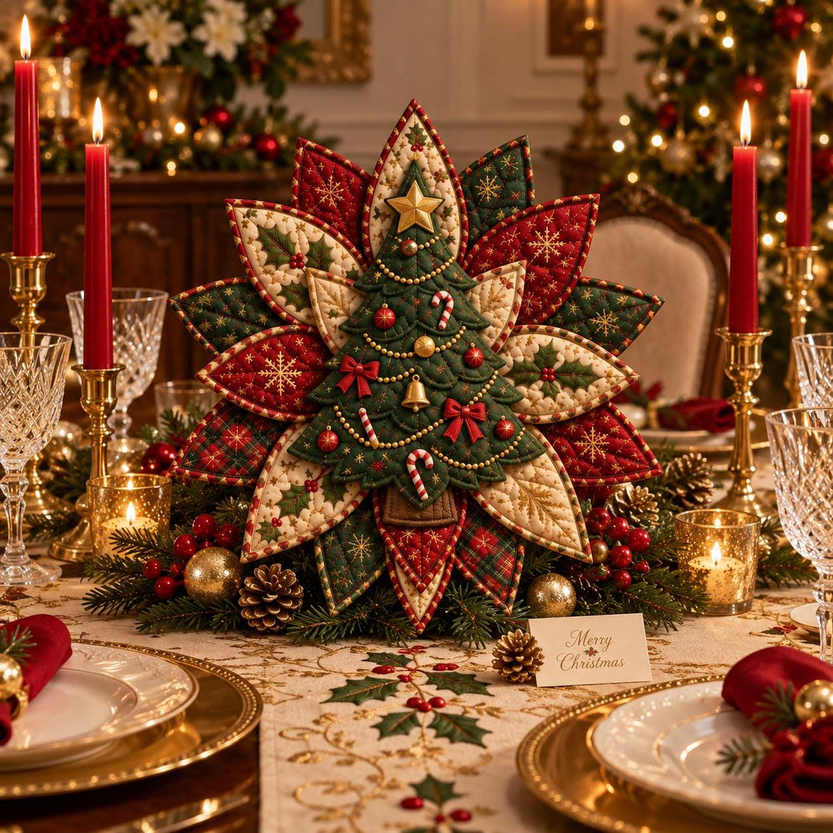 DIY Felt Fabric Christmas Tree Wreath Craft Kit, Printed Felt Ornate Holiday Wreath, Beginner Sewing Craft Kit – view 4
