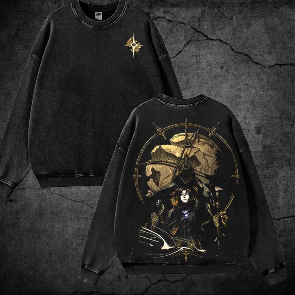 Space Ninja Washed T Shirt, Dark Sci Fi Warrior Graphic Tee, Vintage Gaming Streetwear – view 3