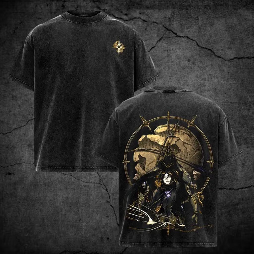 Space Ninja Washed T Shirt, Dark Sci Fi Warrior Graphic Tee, Vintage Gaming Streetwear – view 2